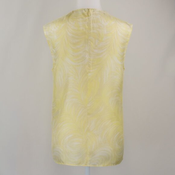 Stella McCartney Featherprint Silk Sleeveless Top, Lime Sorbet, Size EU 38/US 2 - Picture 2 of 9